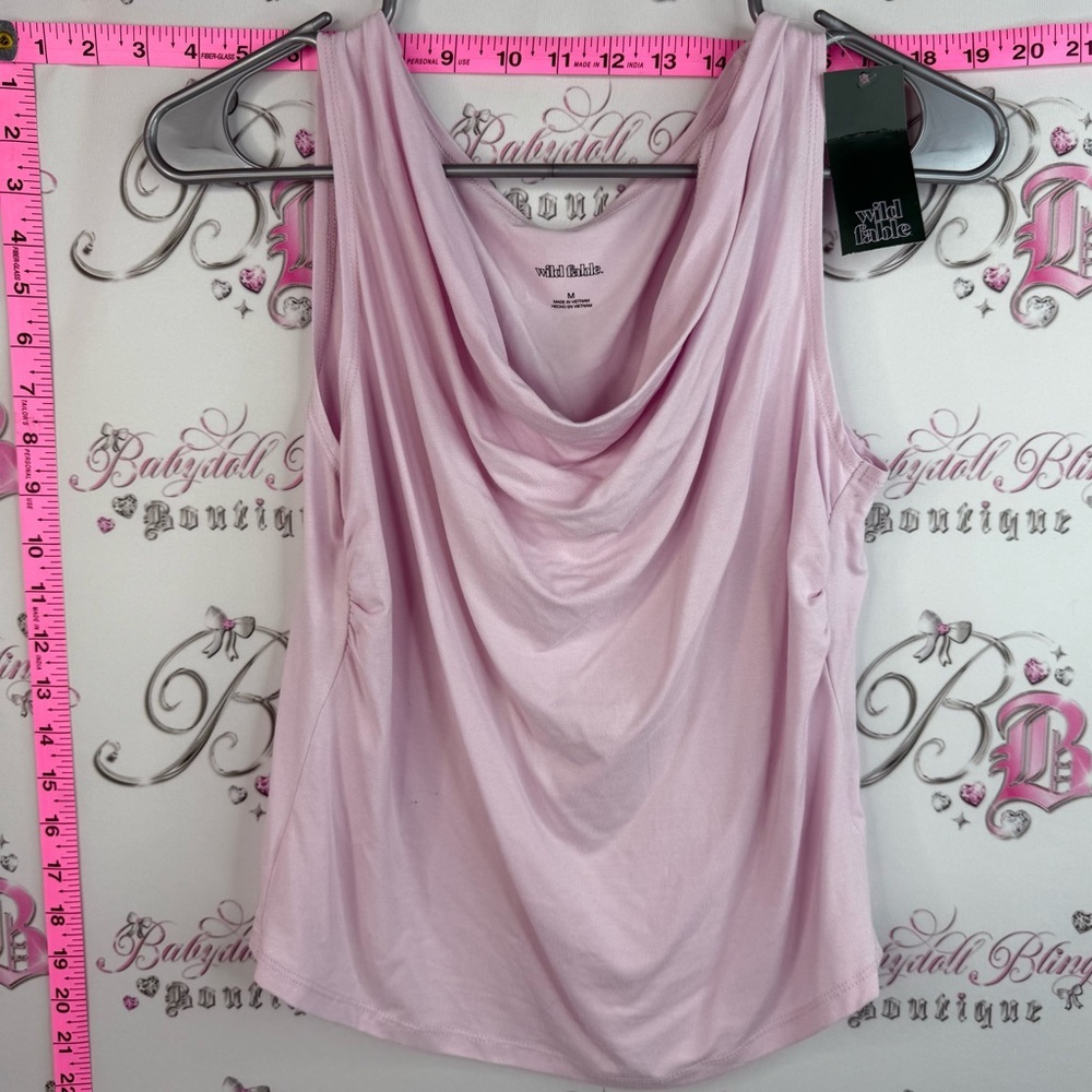 wild fable tank top flowy light baby Pink Draped Cowl Neck Tank Top